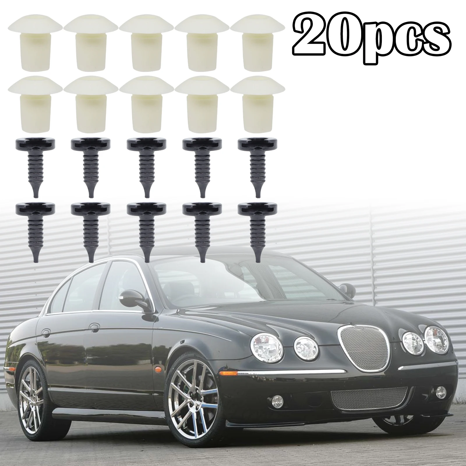 20X For Jaguar S-Type Vanden Plas X-Type Snap Sack Inserts Grommet Fender Interior Door Card Trim Panel Clip Fastener Stud Plug