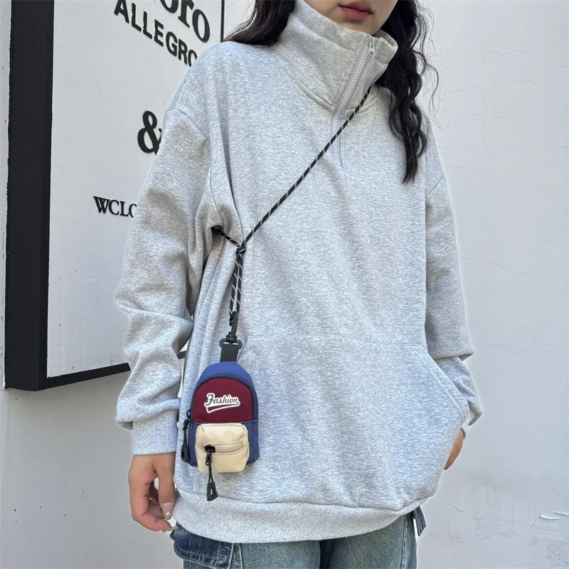 Women Cute K-Style Mini Crossbody Bag Lightweight Waterproof Oxford Sling Pouch Coin Keys Earphones Girls School Campus Fashion