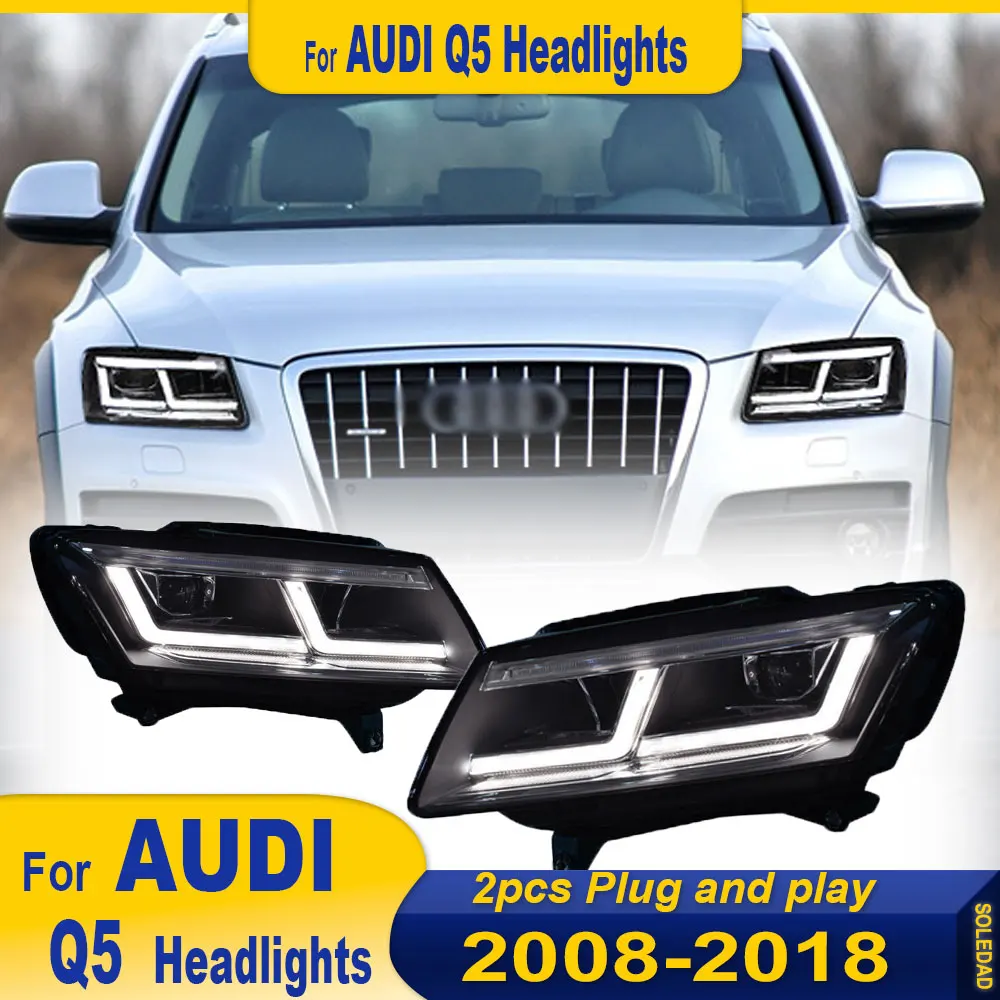 For Audi Q5 Headlights 2009 2010 2011 2012 2013 2014-2018 Q5 LED Headlight DRL Hid Head Lamp Angel Eye Bi Xenon Car Accessories