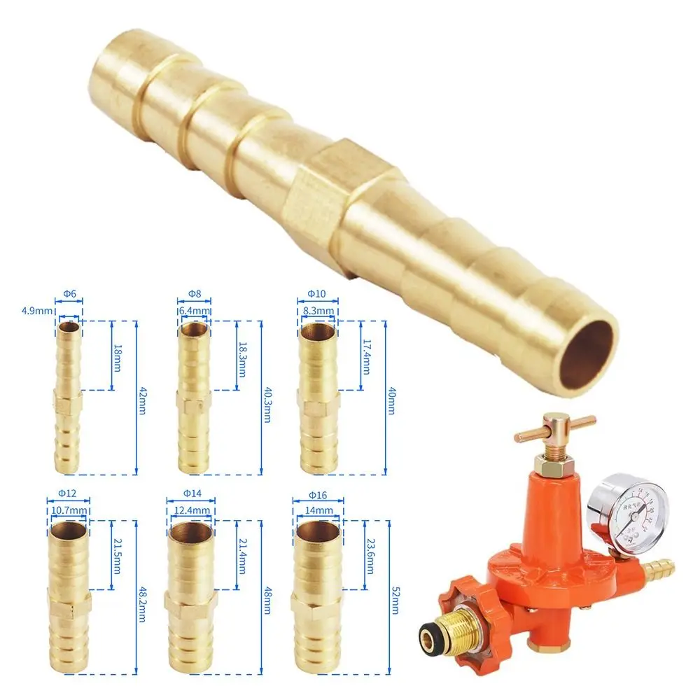 

1PC Brass Straight Hose Pipe Fitting Equal Barb Joint 6/8/10/12/16mm Gas Copper Barbed Coupler Connector Adapter for PU PE Tube