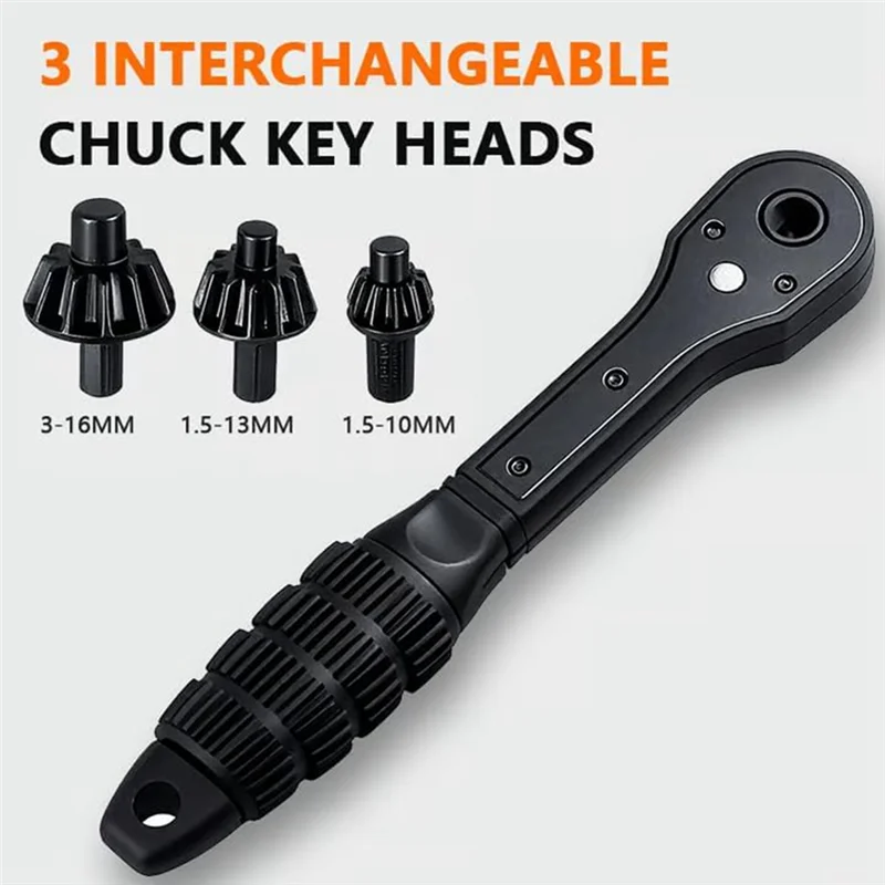 

N96R 2 In 1 Drill Chuck Ratchet Spanner, 2-In-1 Ratchet Drill Chuck Key Wrench, 4PCS Iron Drill Wrench, 2 Pack