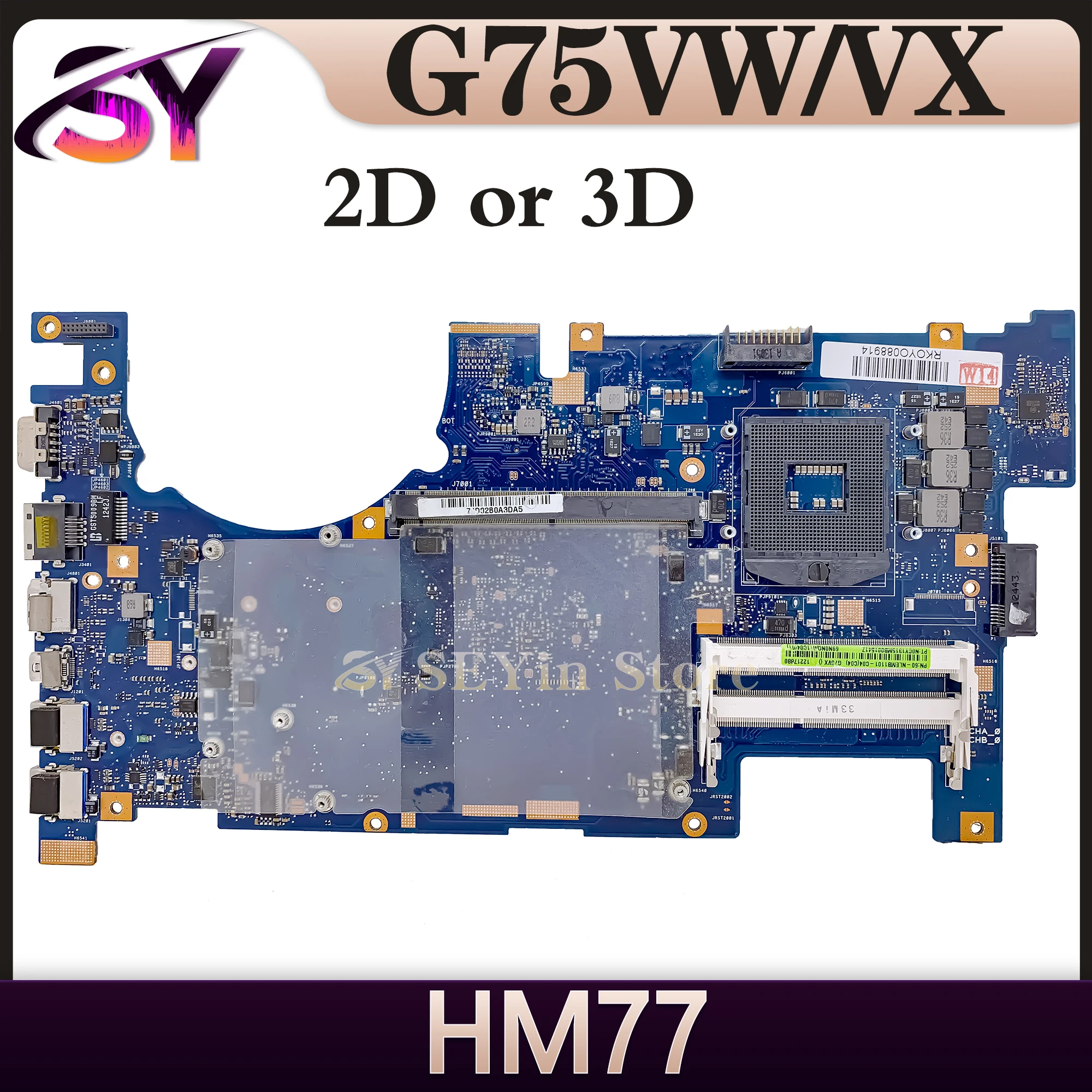 

G75VW Mainboard For ASUS G75V G75VX Motherboard 2D OR 3D HM77 100% Tesed Working