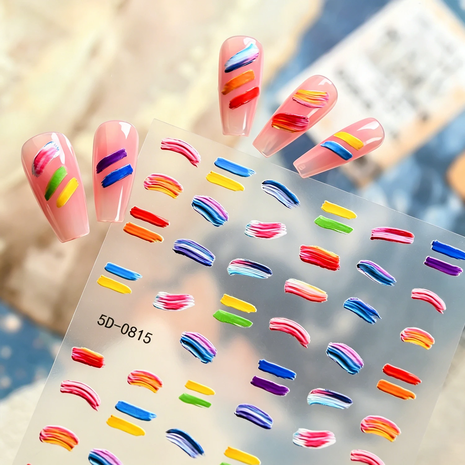 Minimalist 5D Paint Stroke Nail Stickers Multicolor Abstract Lines Vibrant Sports-Inspired Nail Decals For Festival & Party DIY