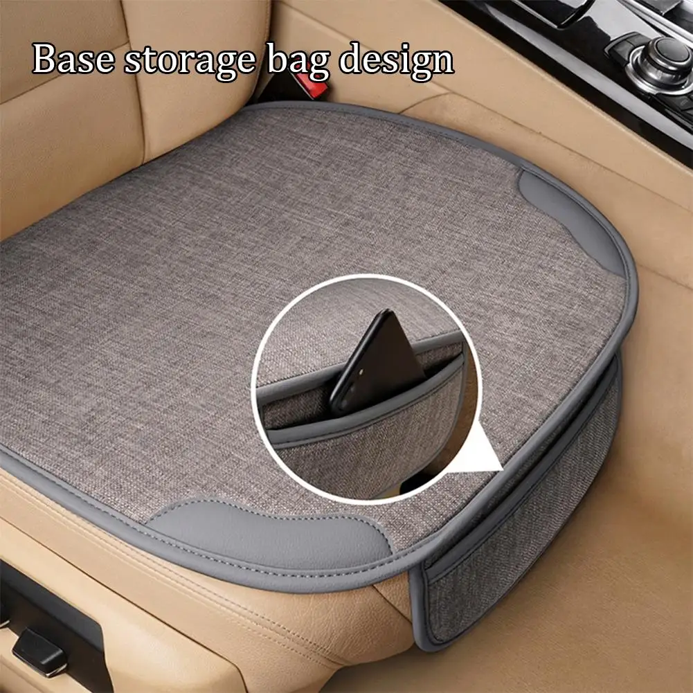 

Car Front Seat Cover Universal Flax Breathable Protector Cushion Anti-Slip Seat Pad Four Seasons Car Interior Accessories 1PCS