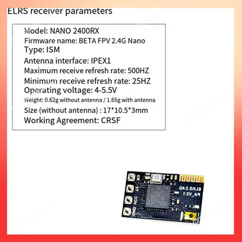 ABNR 2 قطعة ELRS 2.4Ghz استقبال نانو Expresslrs استقبال مع هوائي T-نوع دعم واي فاي ترقية ل FPV RC طويلة المدى الطائرة بدون طيار