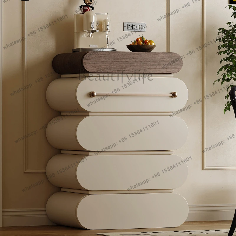 

French retro white chest of drawers light luxury high-end living room dining side cabinet