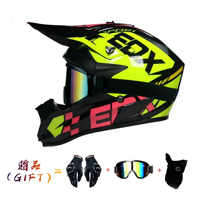 VGV Motocross Motorhelm Off-Road Helm DOT gecertificeerd Driedelig Giveaway Heren Dames Volwassen kind Alle seizoenen verkrijgbaar