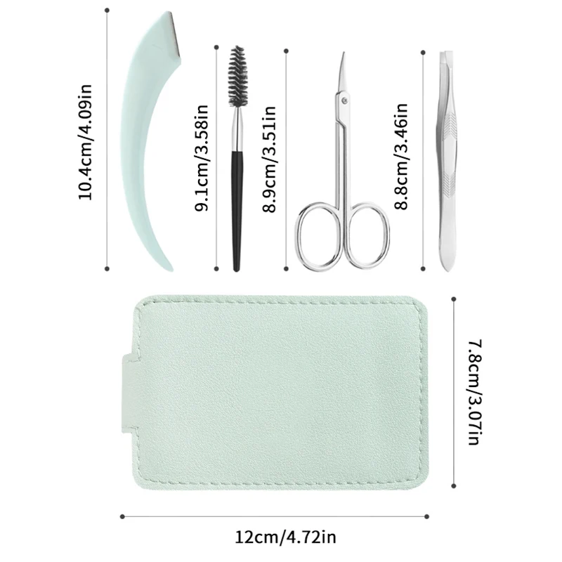 4Pcs Portable Eyebrow Trimmer Set With Storage Pouch Brow Brush Tweezer Scissors Eyebrow Knife Women Face Shaver Makeup Tool