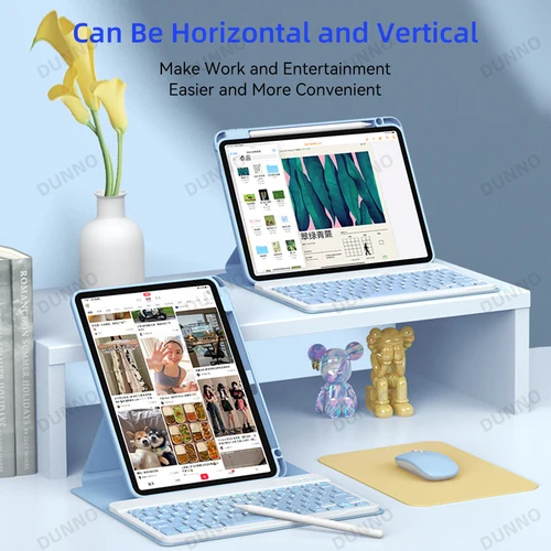 Imagen 2 del producto Funda con teclado giratorio para iPad de 10. a generación para Pro 11 Air 4 Air 5 10,9 para 7/8/9th 10,2 Air 3 Pro 10,5 contraportada inteligente