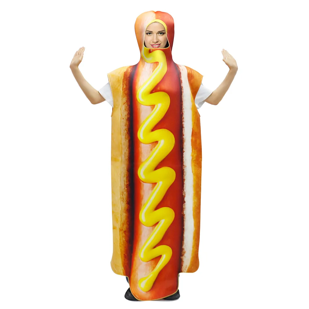 Zawaland Funny Hamburg Costume Adult Delicious Hot Dog Food Clothing Cosplay Apparel For Holiday Party Performance Costume