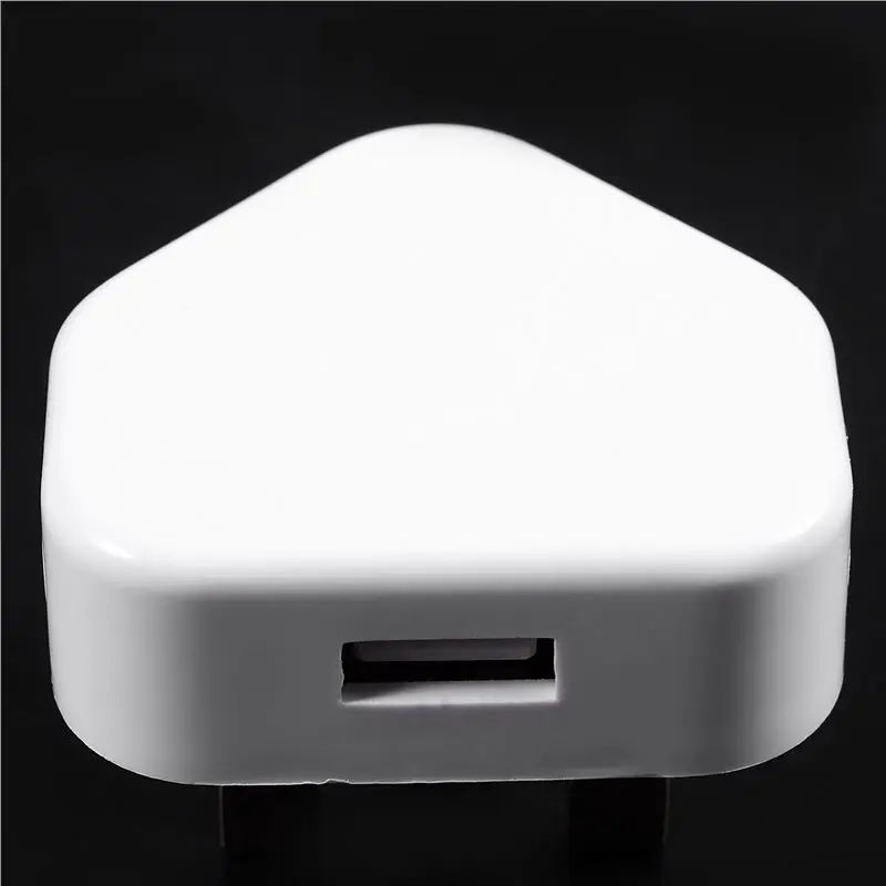 ABGI UK Plug 3 Pin Wall Adapter with USB for Ports Travel for Phone for iPad 1 Port 100-240V White