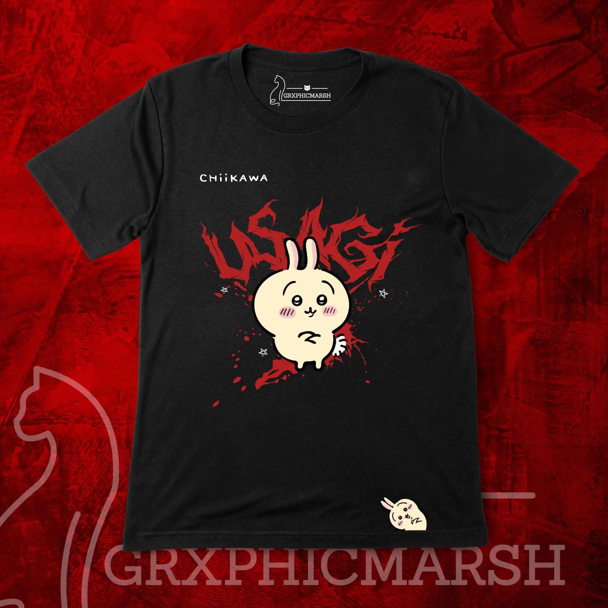 Grunge Style Chiikawa Usagi Graphic T Shirt Cute Anime Bunny Oversized Streetwear Unisex Casual Tee