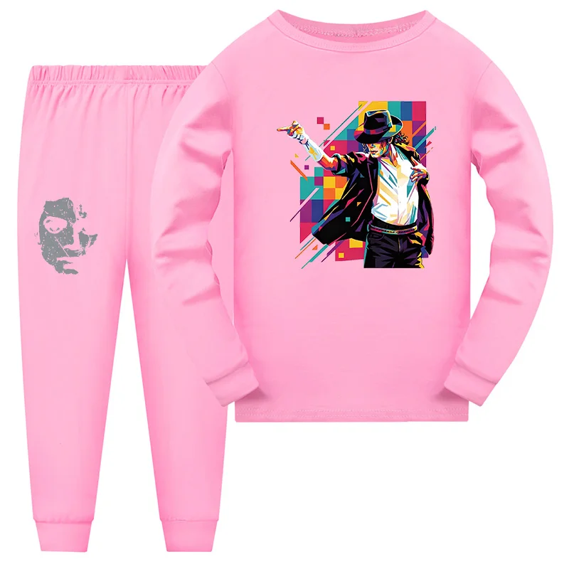 Neue Herbstkollektion: King of Pop Michael Jackson Lustiges Kleidungsset, Kinderkleidung, Mädchen-Pyjama-Set, Jungen-Schlafanzug, Nachtwäsche-Anzug – Detail 7