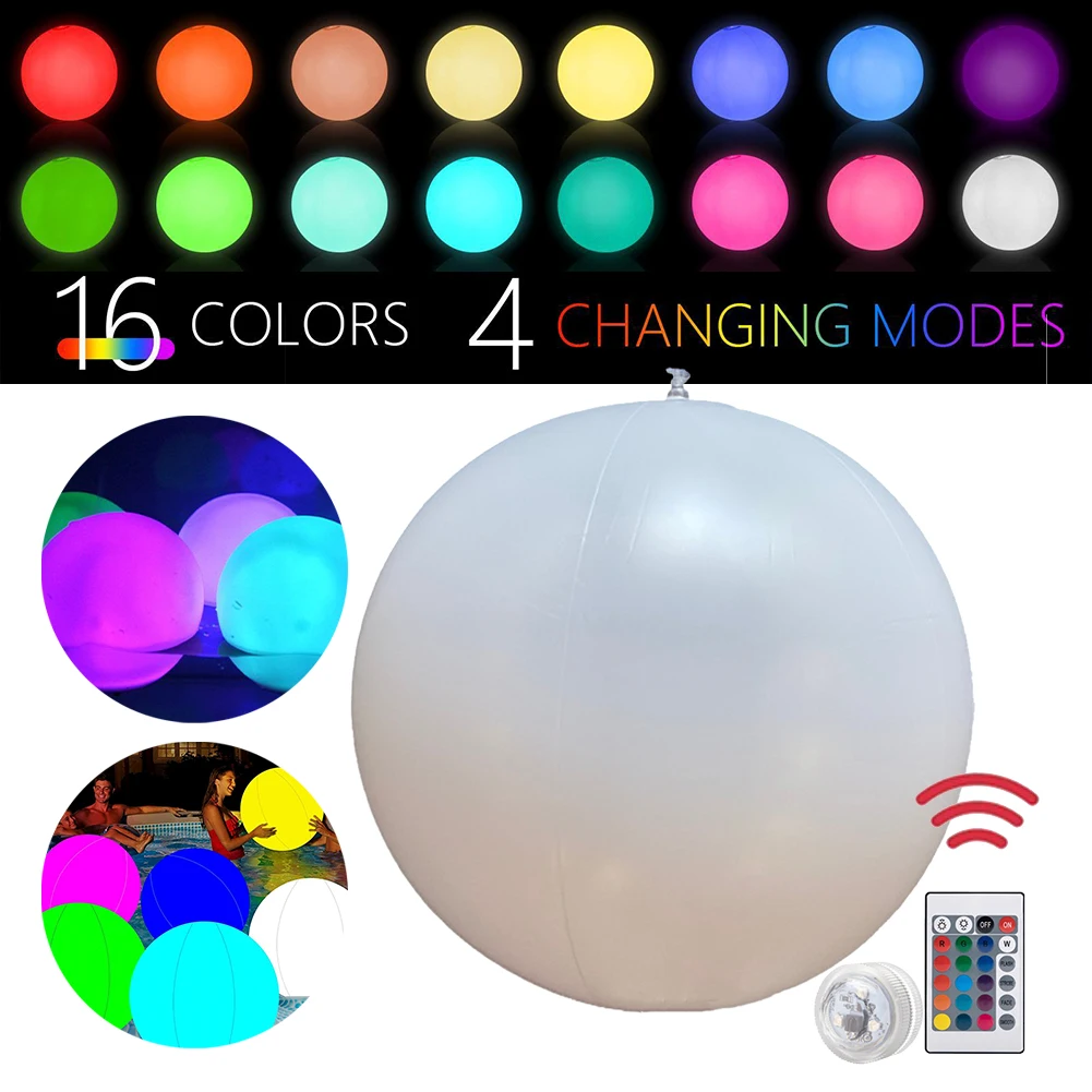 1-5 Stück 60/90CM Leuchtender Strandball Lichteffekt 16 Farben LED Gartenball Licht Schwimmbad Aufblasbare Strandballons Bälle Party-Deko