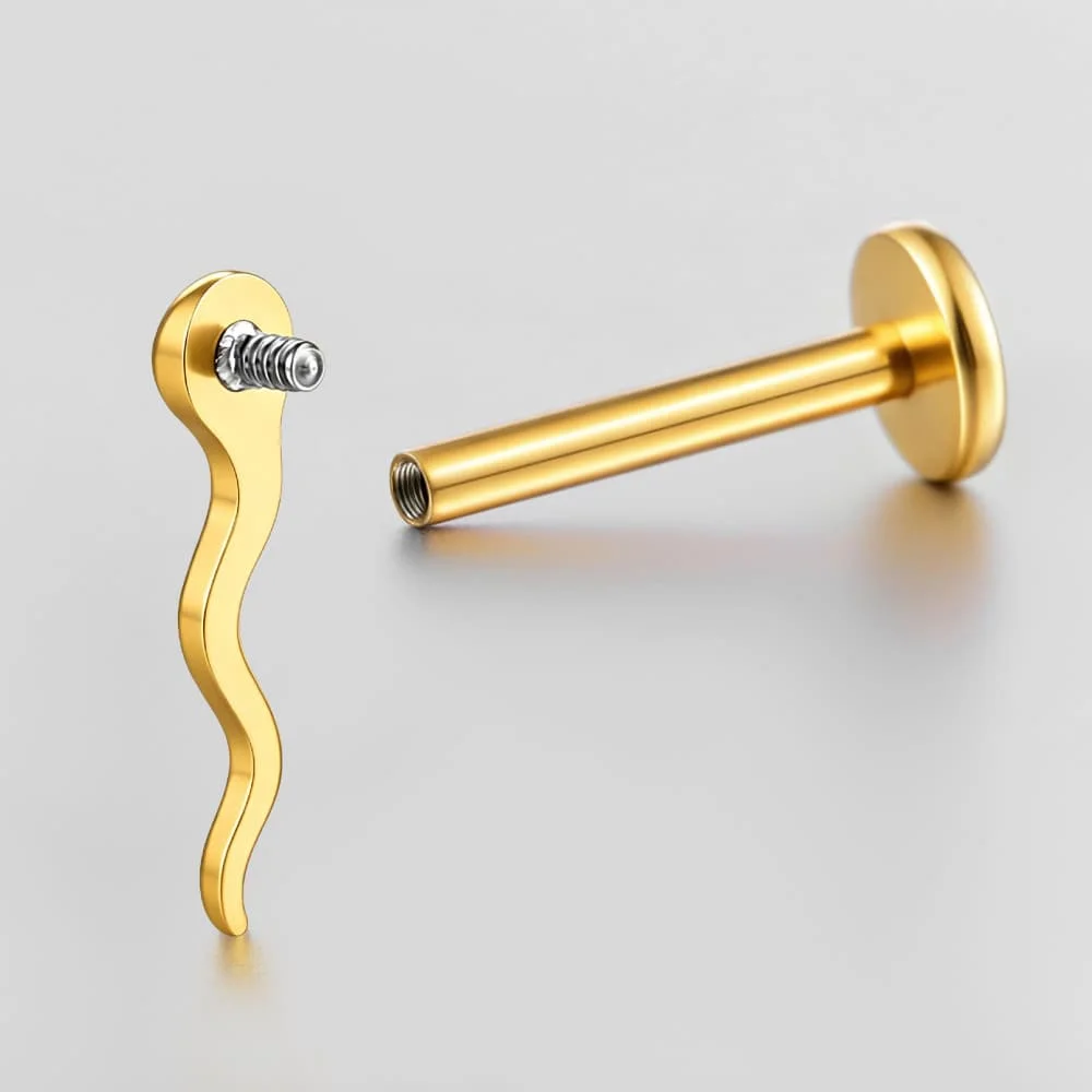 Twolobes 1 Stück ASTM F136 Titan Tadpole Labret Piercing 16G 18G Innengewinde Flacher Rücken Stud Helix Knorpel Scherzgeschenk – Detail 11