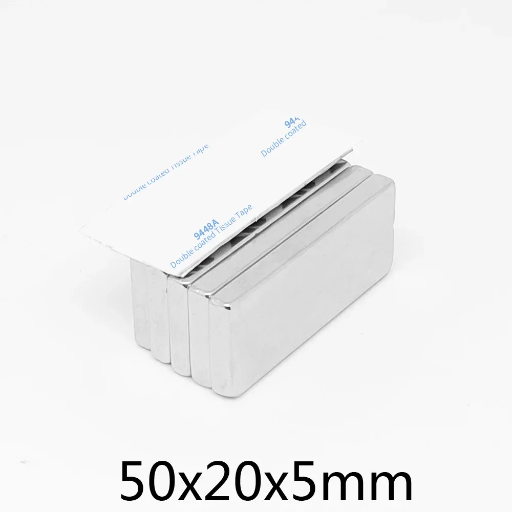 50x20x5mm Sheet Powerful Strong Magnetic Magnets With Self - Adhesive Tape 50*20*5 Block Neodymium Magnet 50x20x5 50*20*5mm N35