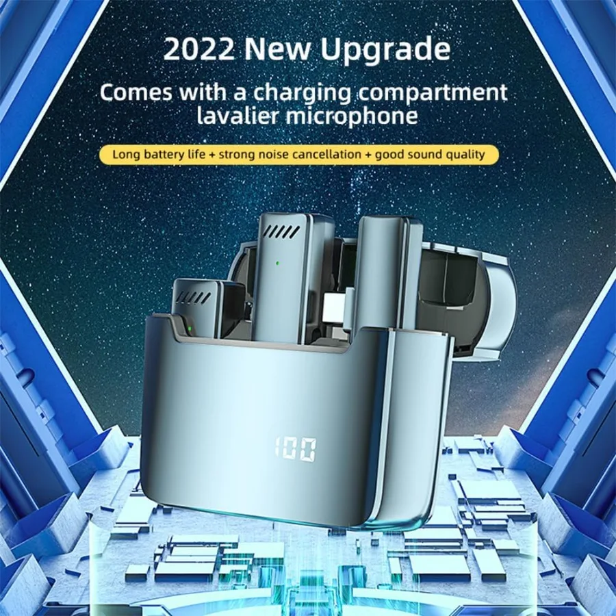 Microfono lavalier wireless Mini microfono lavalier wireless Microfono da bavero Riduzione del rumore compatibile 1 ricevitore 2 microfoni