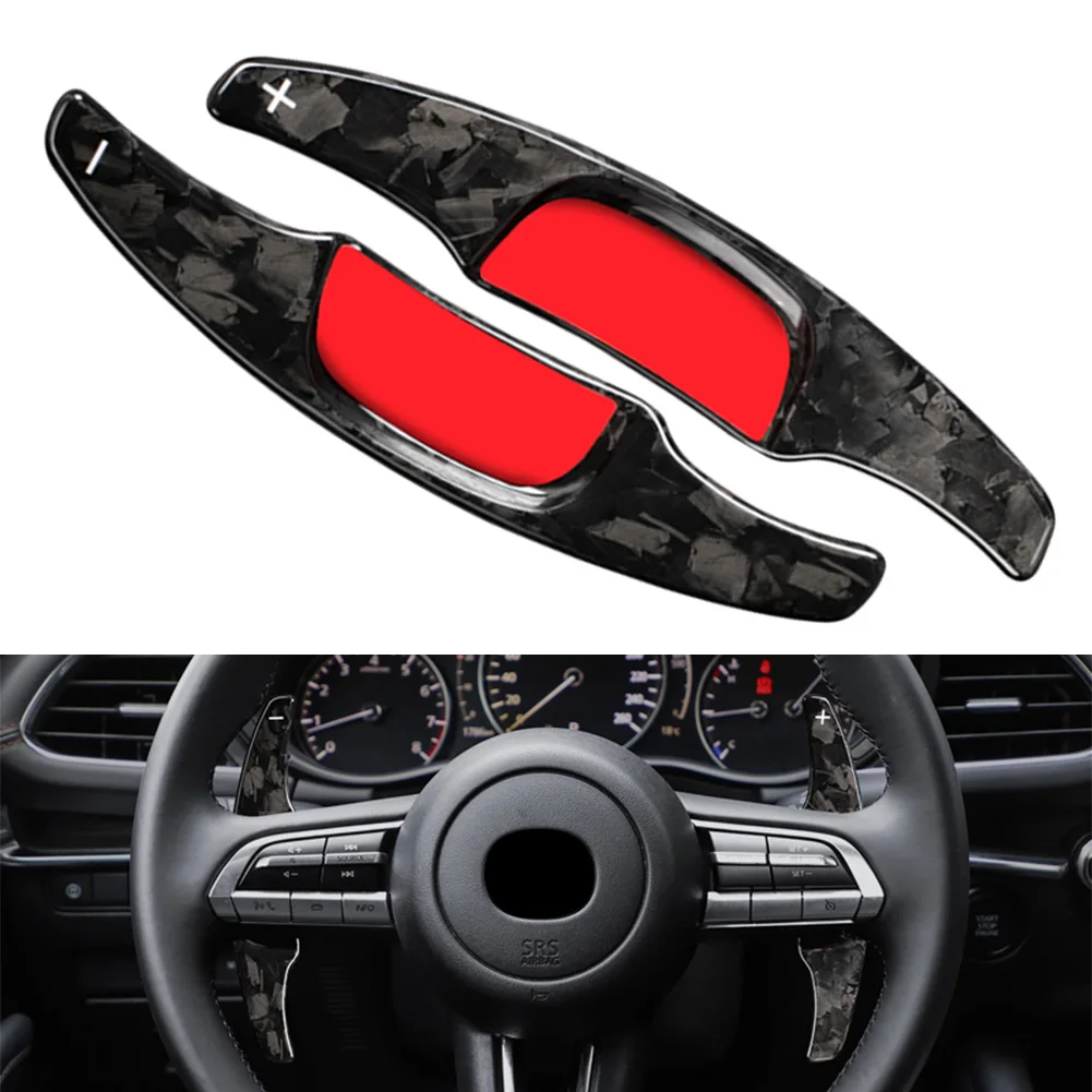 Auto Steering Wheel Paddle Shifter Extension Forged Carbon Fiber Car Accessories For Mazda 3 2020-2021