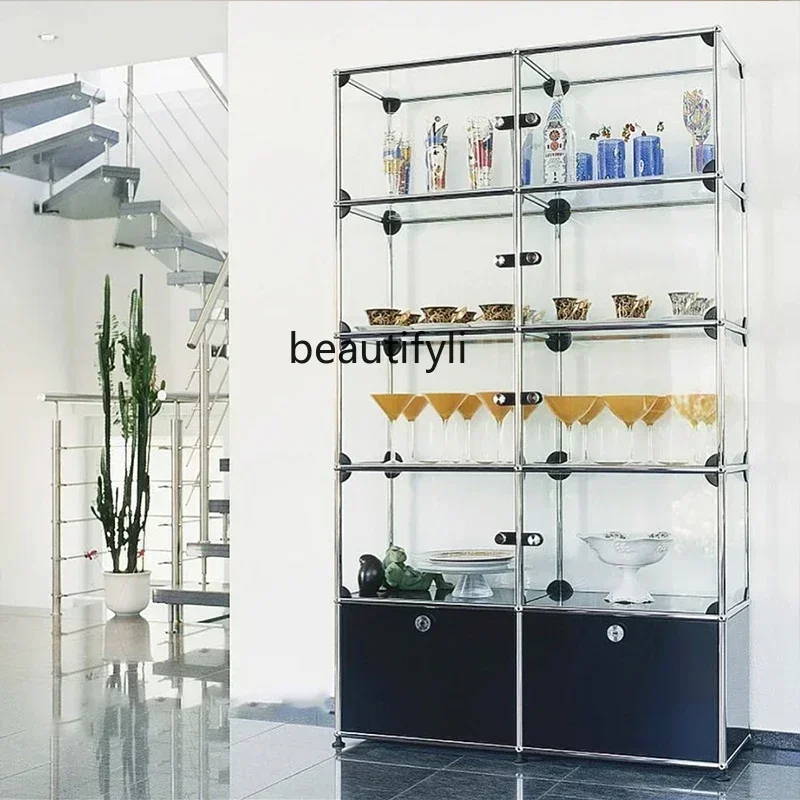 Display household wine cabinets, toys, transparent tempered glass, multi-layer storage showcases