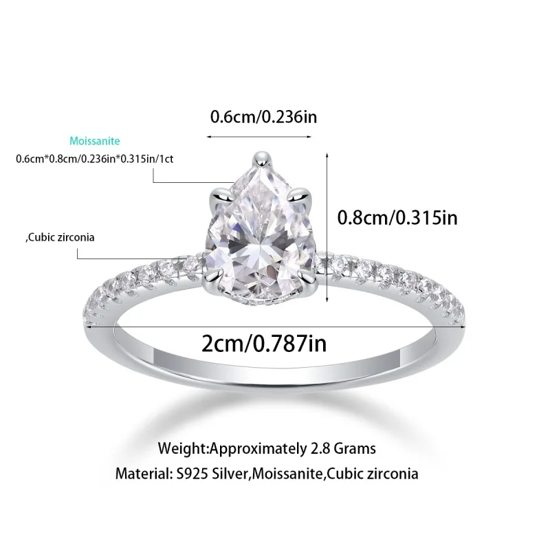 

Apaison 1 ct Heart Solitaire Moissanite Wedding Ring 18K White Gold Trendy Jewelry Gift Rings For Women