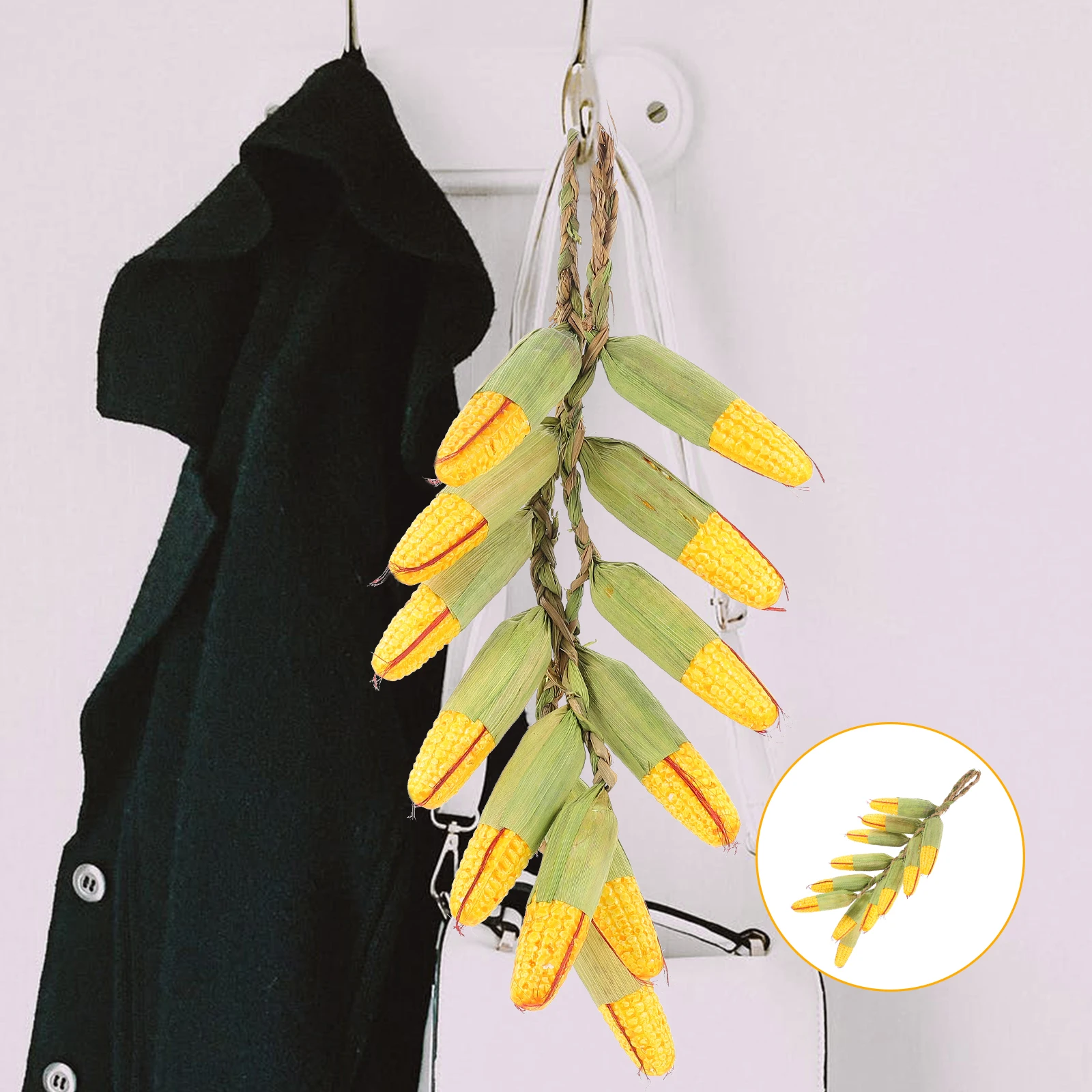 

2Pcs Artificial Corn String Realistic Fake Vegetables Home Decor Hanging Props Green Photo Simulation Vegetable Pendants Garden