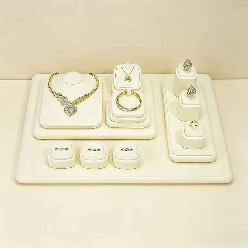 

Beige microfiber bare diamond ring jewelry display stand live counter jewelry display diamond display props