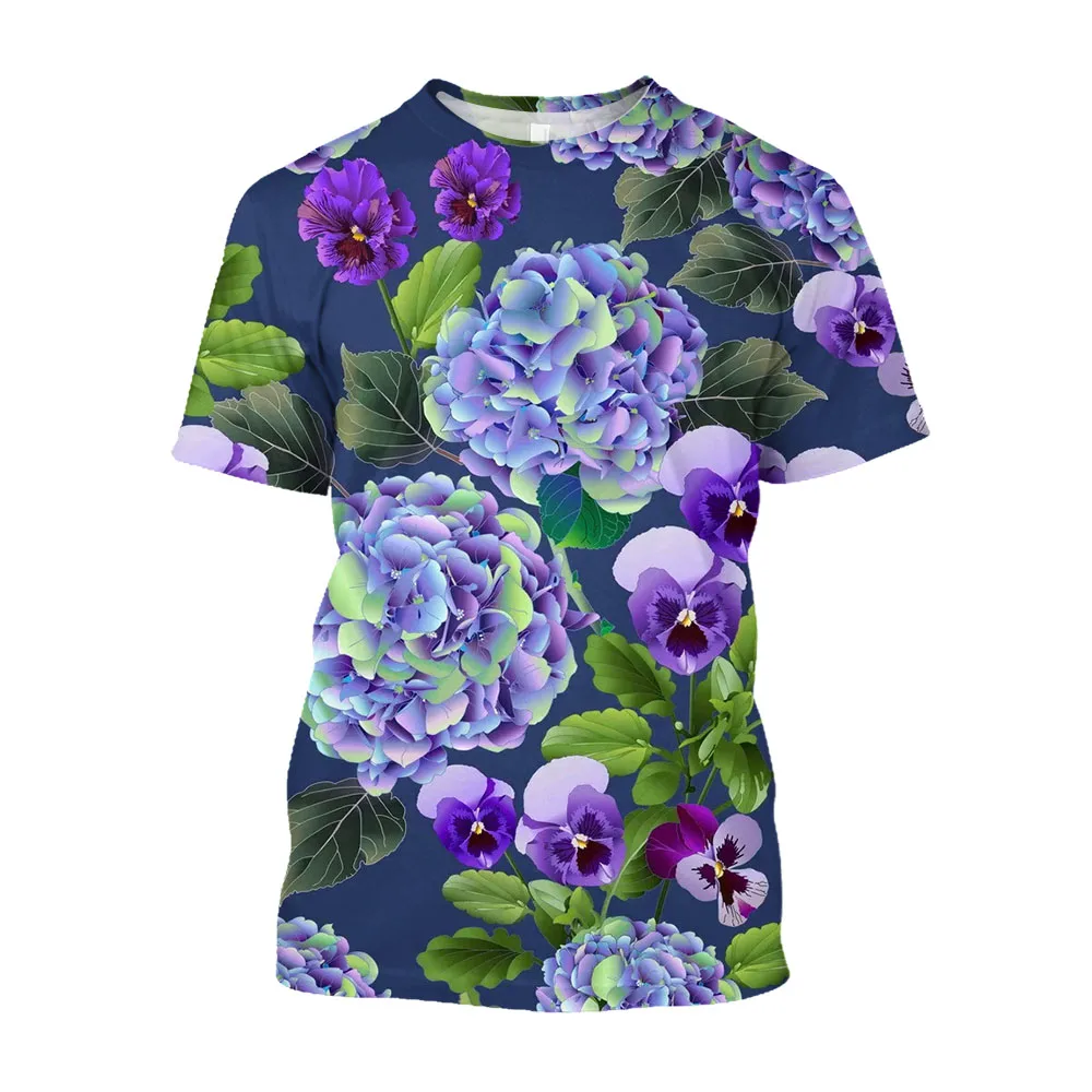 Fashion Casual Draw Flowers and Plants graphic t shirts For Unisex Summer Leisure Holiday Trend Printed Short Sleeve Tees Tops