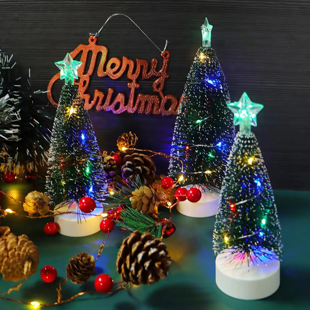 Luminous Mini Christmas Trees LED Lights Home Decoration Electronic Candles Childrens Gifts New Year Christmas Party Ornament