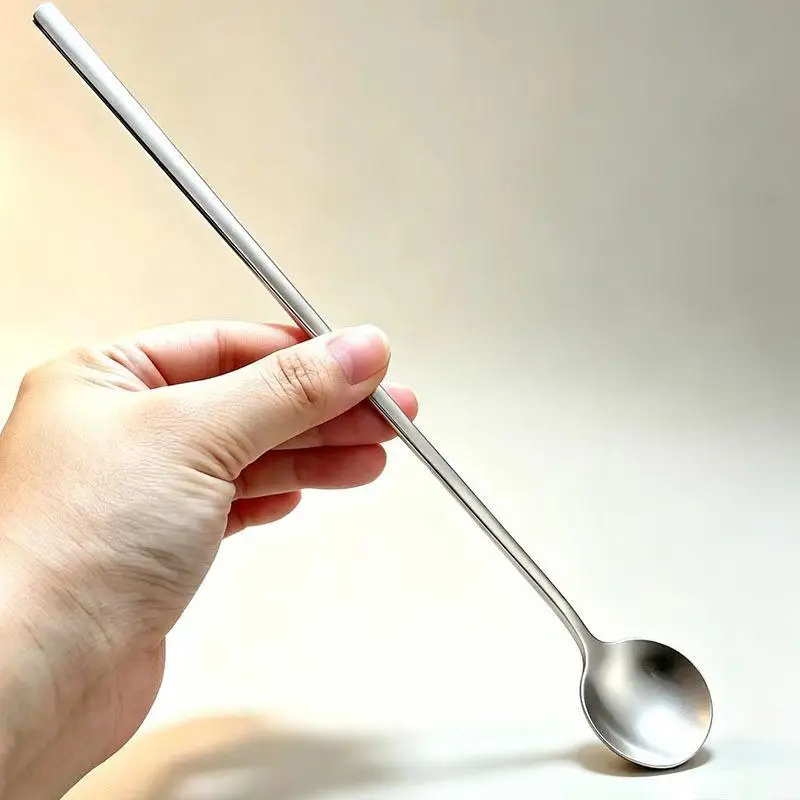 Stainless Steel Coffee Spoon Juice Tea Spoon Long Handle Tea Dessert Spoon Ice Cream Scoop Tableware Stirring Spoon Kitchen Too