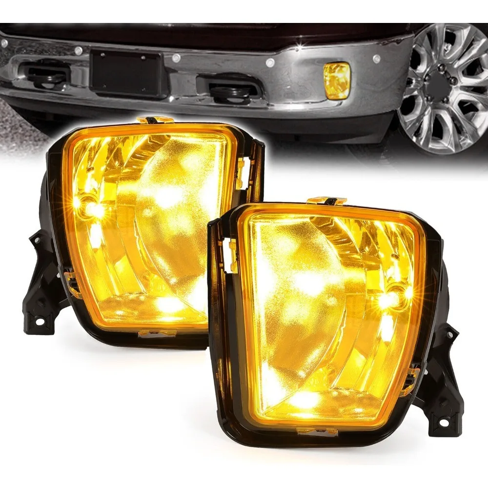 

Amber Lens Fog Lights Lamps W/Bulbs Left+Right Fit For Dodge Ram 1500 2013-2018