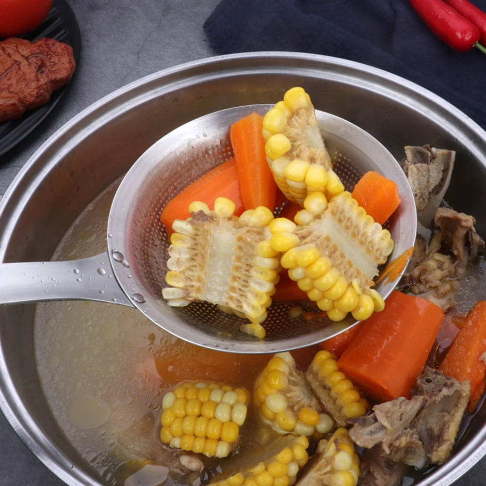 

1Pcs Sturdy Wooden Handle Noodle Colander Stainless Steel Hot Pot Spoon Kitchen Cooking Tool Easy Clean