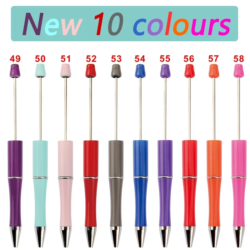 10/20/30pcs Beads Ballpoint Pen with Black Ink New Plastic Beadable Pen Creative DIY Stationery School Office Supplies Kids Gift