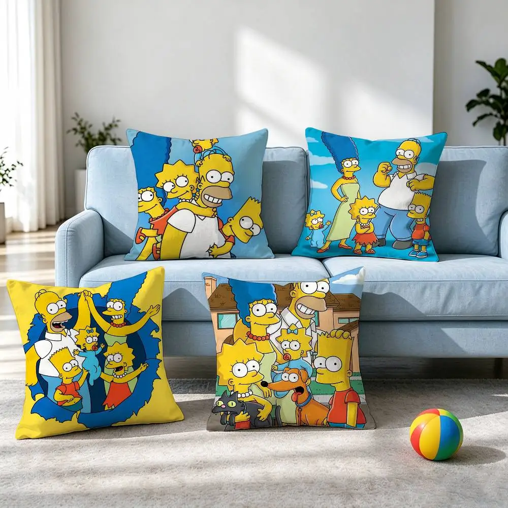 Cartoon-N The S-Simpsons  Pillow Case Square Double-Sided Sofa Cushion Cover Bedroom Bedside Pillow Gift