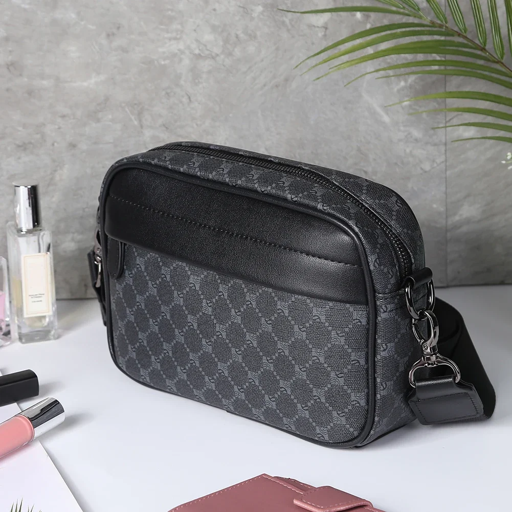 Luxury Business Shoulder Bag for Design Plaid PU Leather Messenger Bag Crossbody Bag Casual Zipper Small Square Sling  bags