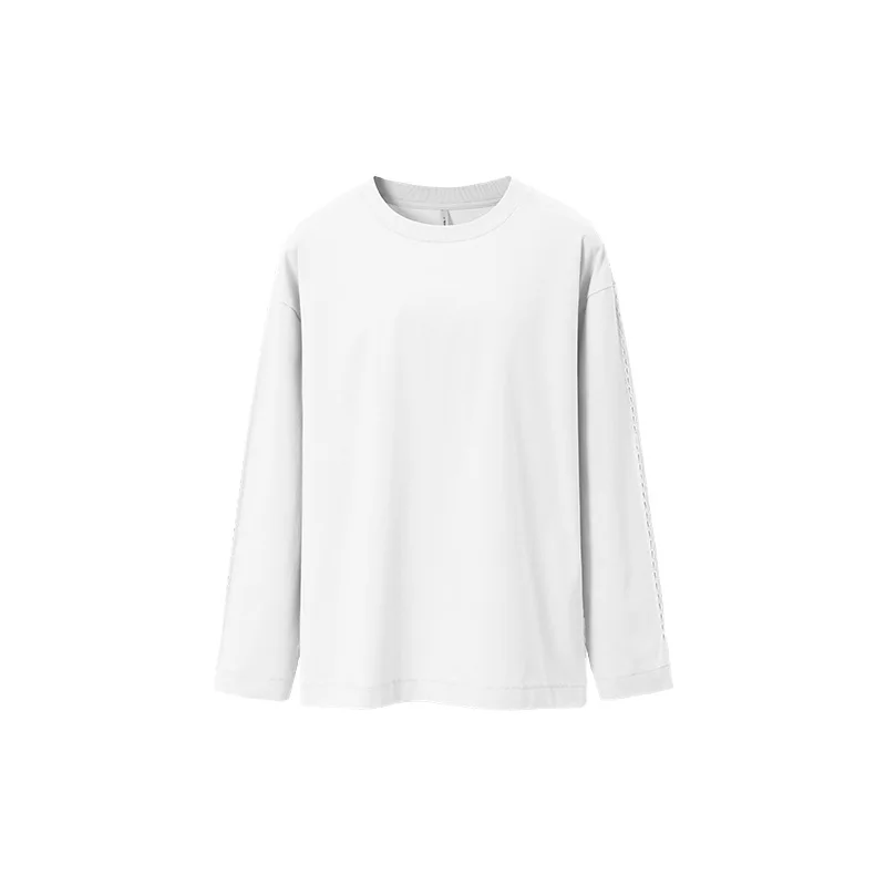 QICHE 2026 Autumn Winter Long Sleeve Top Men High Stretch Oversized Solid T-Shirt Stitch Decor Casual Shirt