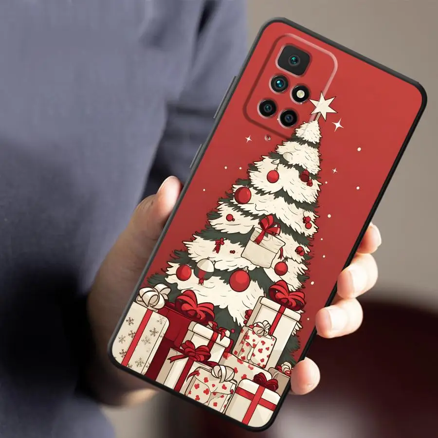 Case for Xiaomi Redmi A1 A2 Plus 14C 10 A4 K40 K80 Pro 12C 9 A3 13C A5 Black Soft Phone Cover Christmas Tree Art
