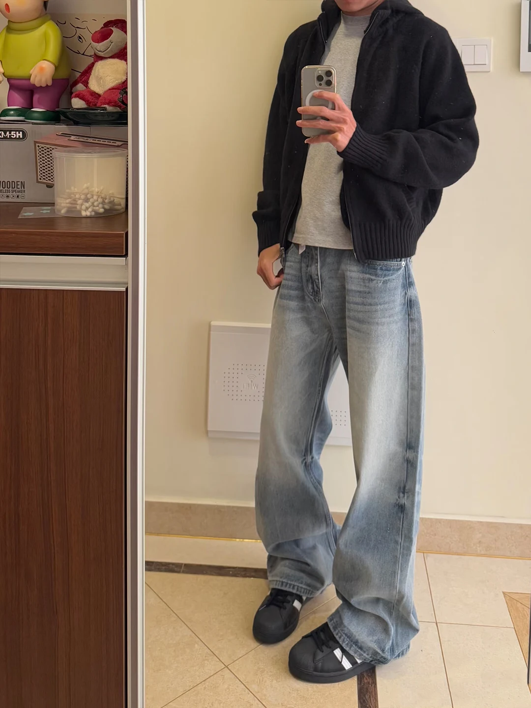 

Cleanfit Loose Fit Blue Jeans Men's Winter American High Street Sle Workwear Pants Straight Leg Casual Jeans