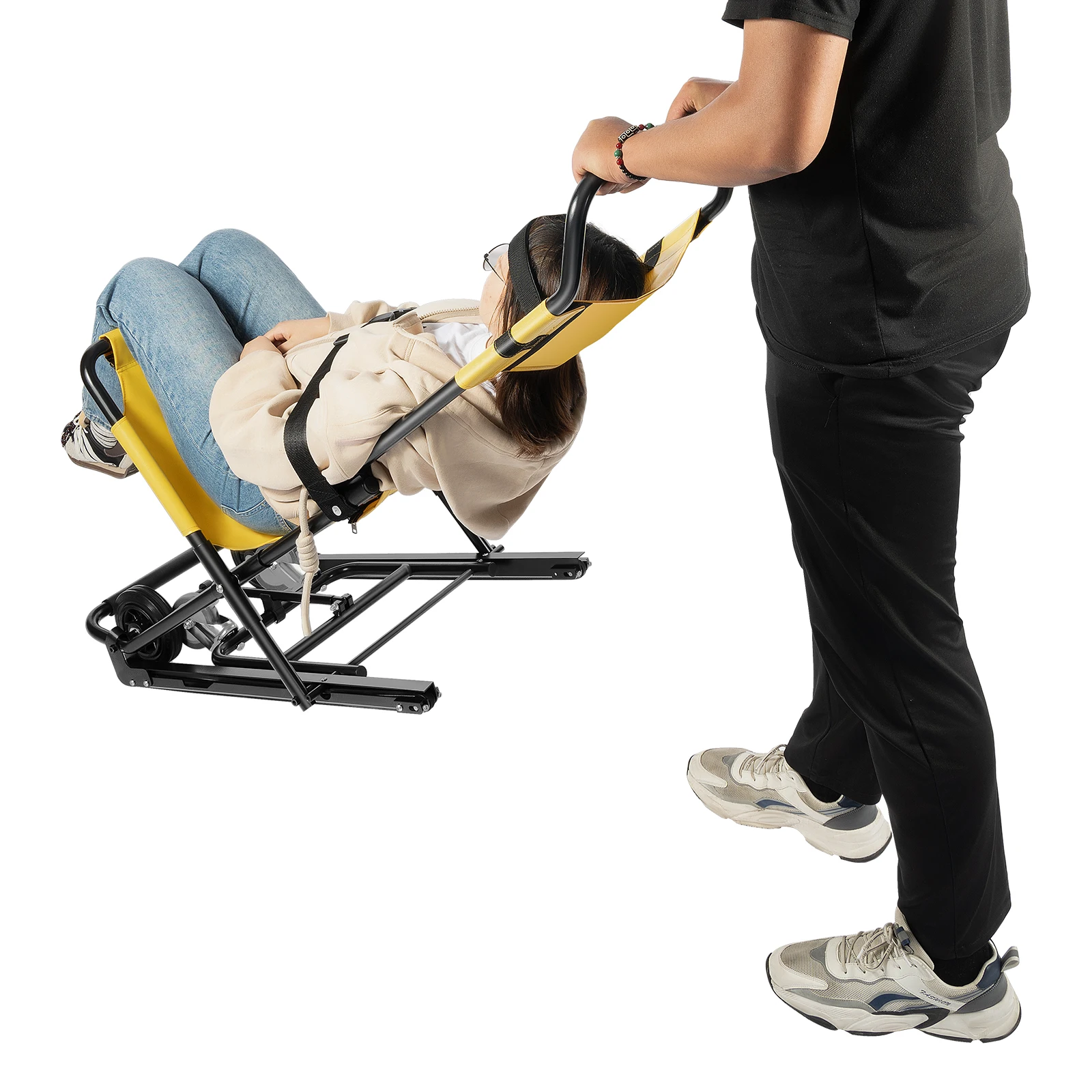 

350 lb Foldable and Lightweight Folding Evacuation Chair, Manual Lift Stair Chair, for Adults, Ultralight Transport Wheelchair