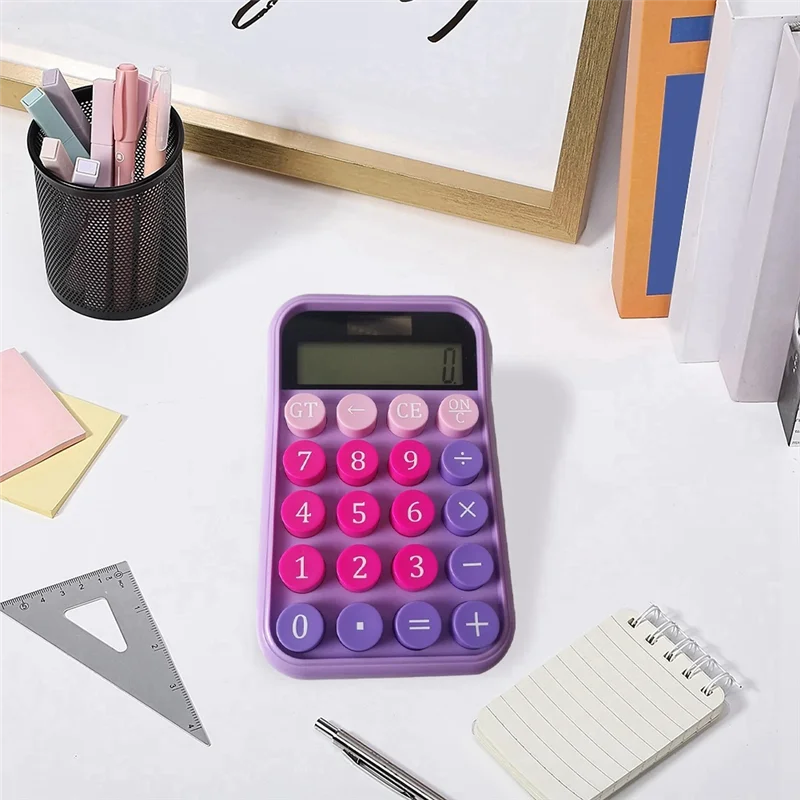 メカニカルスイッチ電卓 LCD ディスプレイパープル電卓ビッグボタンメカニカル電卓 1 個パープル