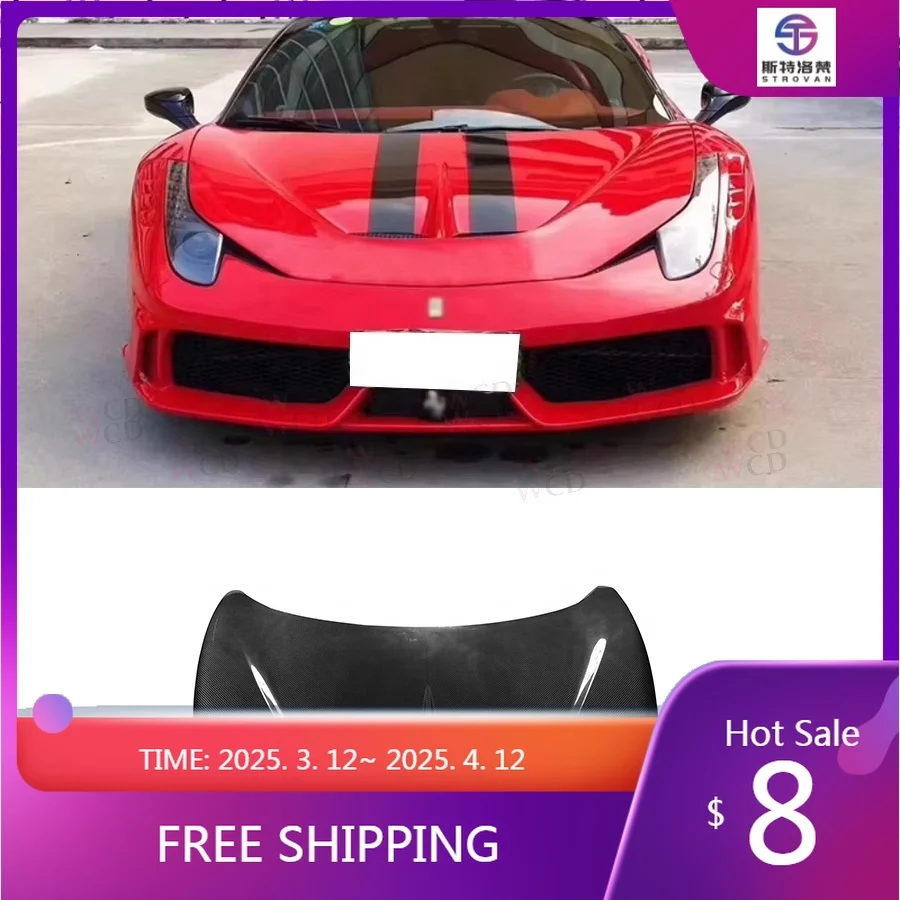 

Deren High QualityCarbon Fiber SP Style Front Hood for 2011-2016 Ferrari 458 Upgraded Front Engine Hood Bonnet Cover Bodykit