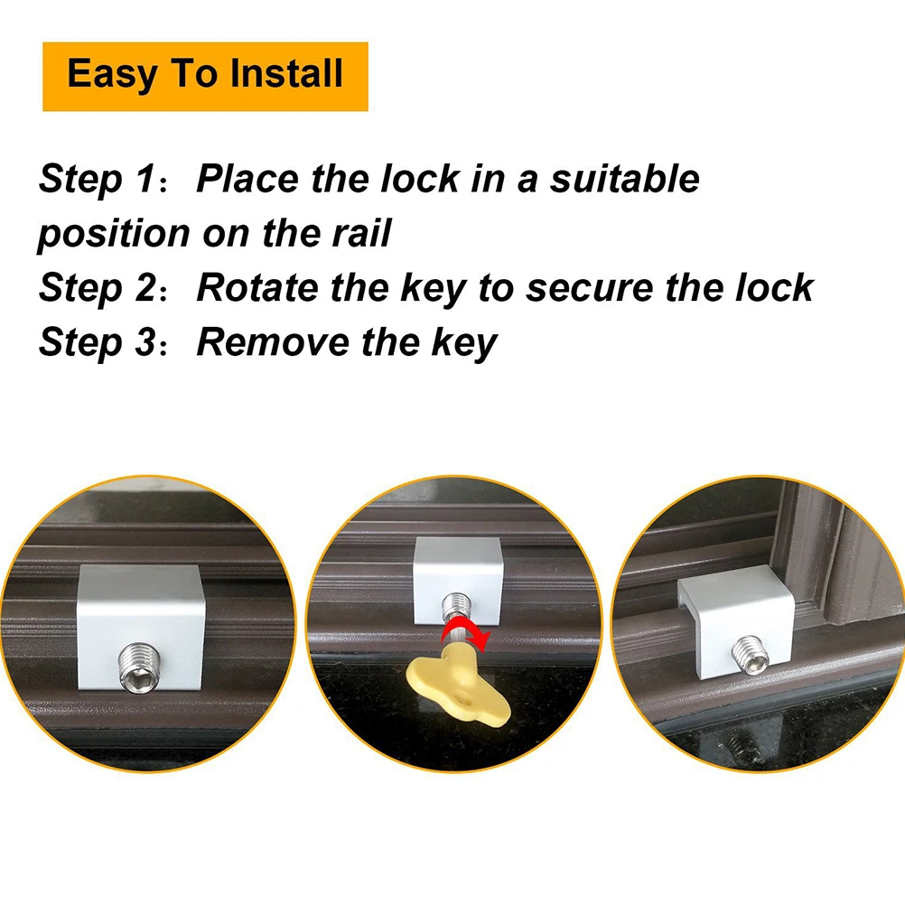 

12pcs Window Sliding Door Reinforcement Security Anti-Theft Safety Lock Child Cabinet Lock Silver Reusable Low Noise No Tools