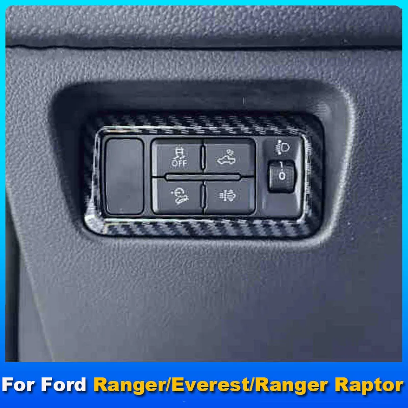 

Для Ford Ranger T9 Raptor Everest 2023 2024, внутренняя кнопка переключения фар, рамка, панель, накладка, ABS, углеродное волокно