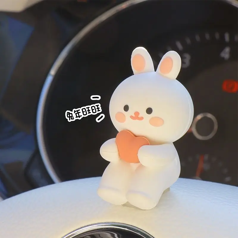 Atsafepro Cartoon Rabbit Car Hanging Accessories Cute Bear Dashboard Decorations Rearview Mirror Accessories for Women