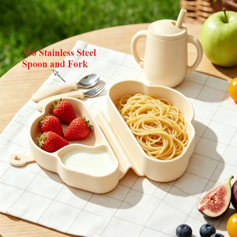 juego-de-platos-de-silicona-para-bebe-estilo-crema-bandeja-de-grado-alimenticio-con-doble-asa-taza-para-agua-y-cuchara-y-tenedor-de-silicona