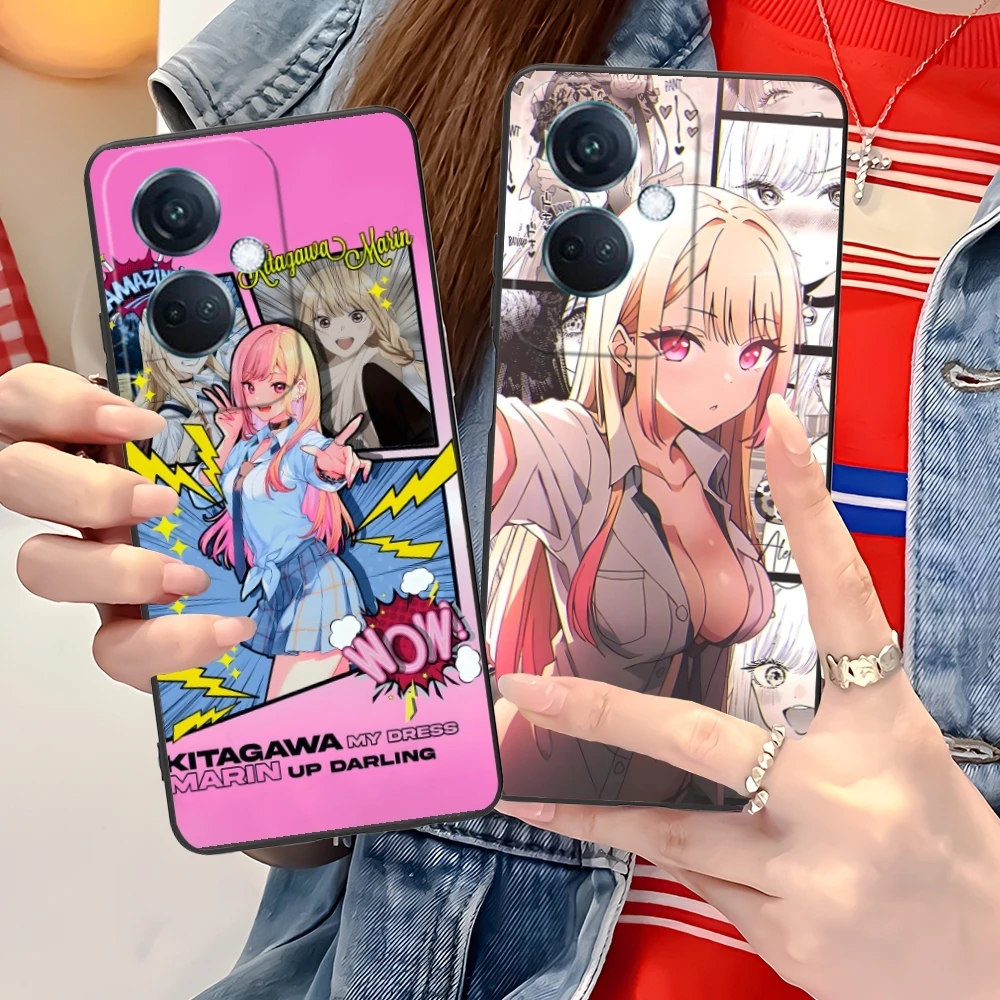 Anime Marin Kitagawa Mobile Cell Phone Case for OPPO Find X5 X3 X2 A93 Reno 8 7 Pro A74 A72 A53 Black Soft Phone Cover Shell