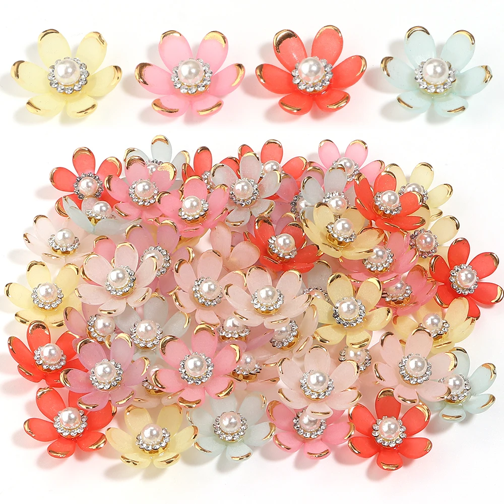 20 Stück 20mm Bunte Acrylperlen mit Goldrand für Kopfschmuck, Haaraccessoires, DIY-Schmuckherstellung