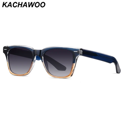 Kachawoo gafas de sol polarizadas para hombre tr90 montura de acetato gafas cuadradas montura mujer moda estilo europeo azul naranja gris