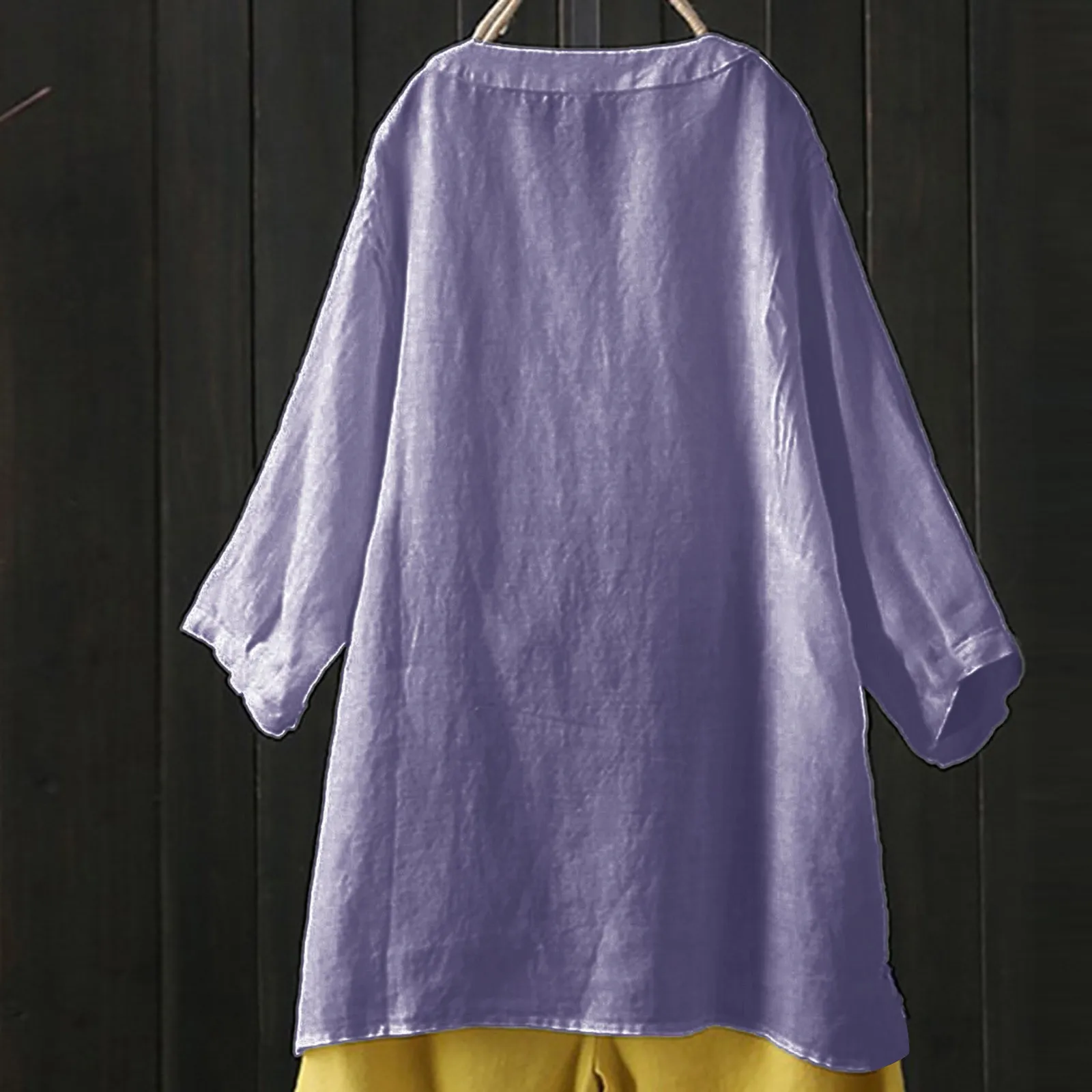 Solid Colors Cotton Linen Shirts Casual Loose Blouse Oversize Long Sleeved V Neck Tops Women Plus Size Clothing Spring Tunic