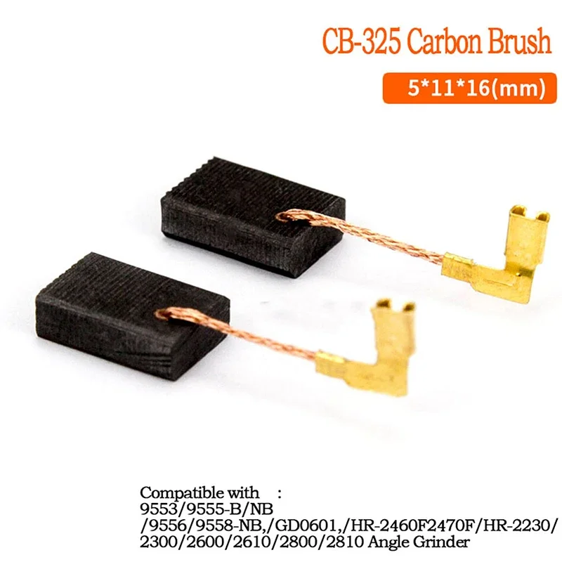 2/4 PCS Carbon Brushes CB-325 Replacement 194074-2 for 9553/9555/9556/9558/2810 Angle Grinder Electric Brush 5x11x16mm