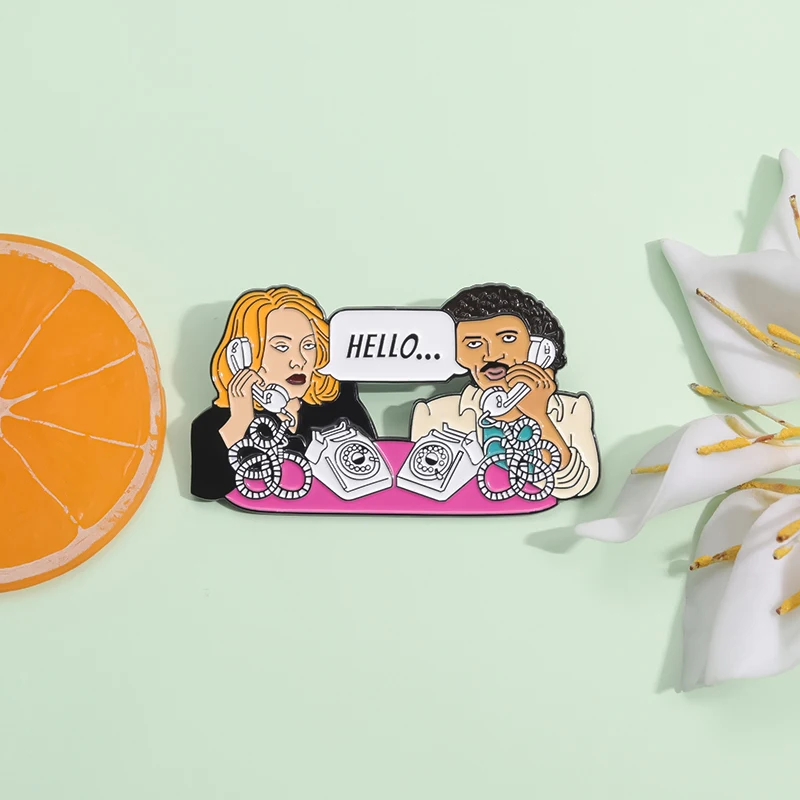 Funny Sarcastic Cartoon TV Show Enamel Pins Creative Make A Call Brooches Lapel Badge Backpack Clothes Accessories for Gift